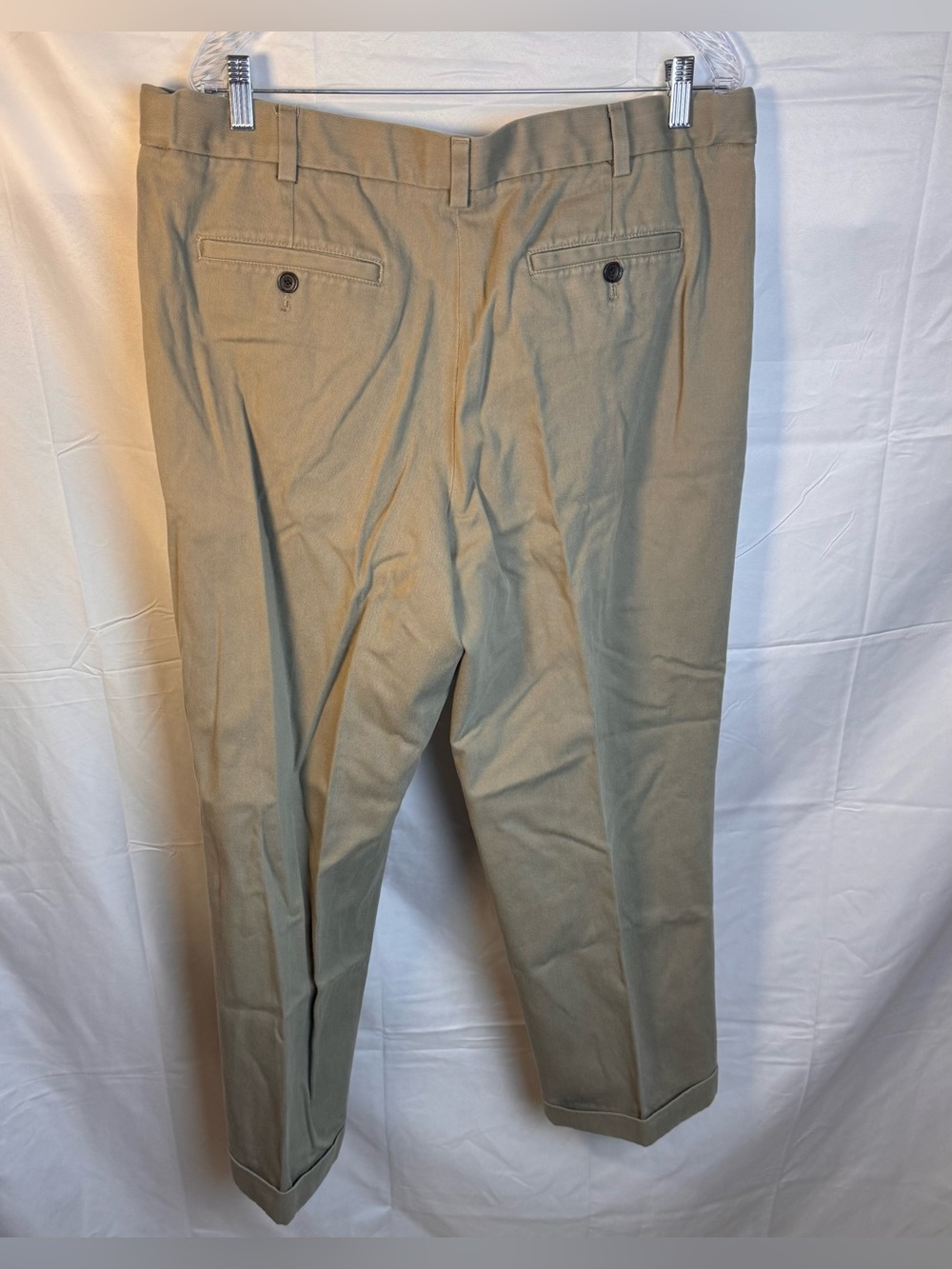 Eddie Bauer Men's Tan Pleated Chino Pants - Picture 2 of 11